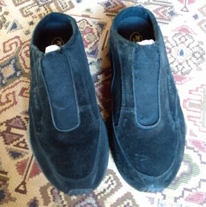 RYKÄ Black Suede Wide Comfort Contour Sandal with Arch Support 9W